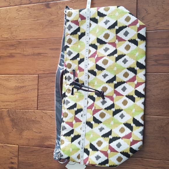 NWT Stephanie Johnson Tote Bag Geometric Pattern Green Yellow Black - Picture 8 of 11